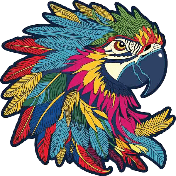 Colorful parrot vector artwork for embroidery
