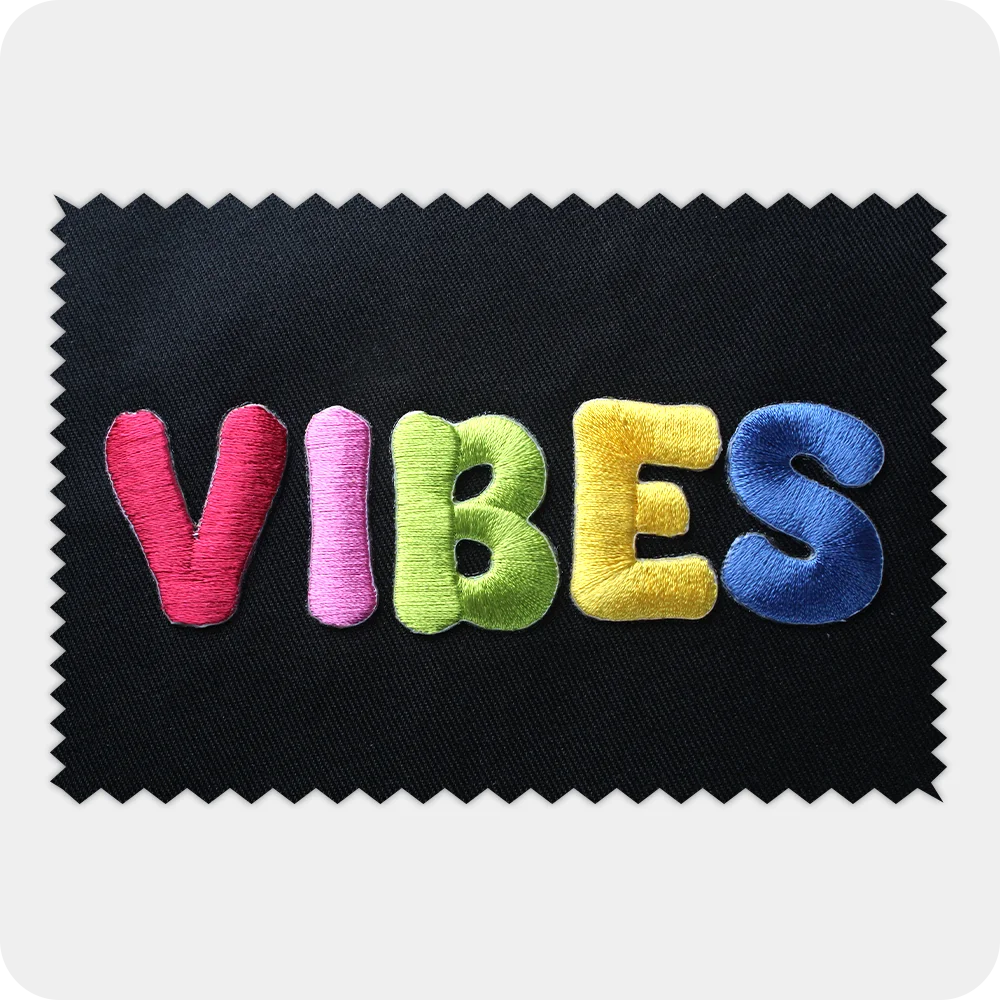 Die cut embroidery patch sample