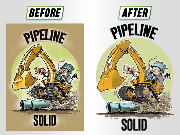 Pipeline before and after vector artwork sample