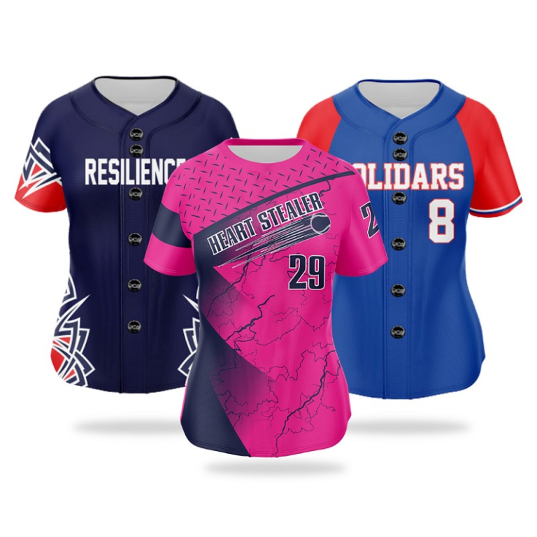 Women sublimation button jersey designs