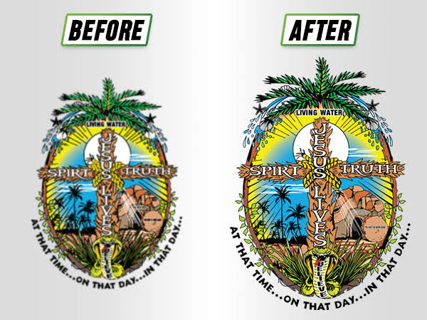 Living water design before and after vector refinement